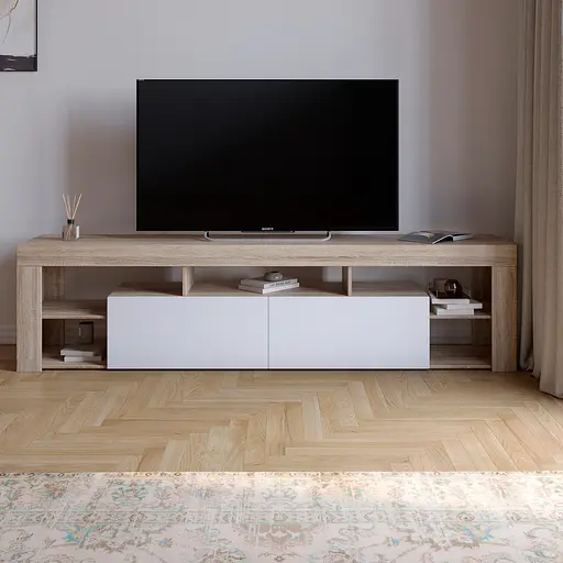 Тумба під телевізор із 5 полицями М-ЗОН Джеко 200 Сонома/Німфея Альба (MZN-031038)