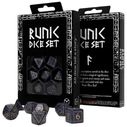 Набор кубиков Runic Mixed-blue & gold Dice Set , 7 шт. (SRUN09)