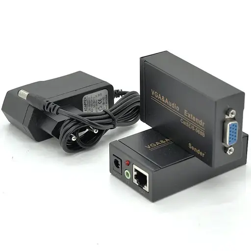 Активний подовжувач VGA сигналу Voltronic до 100m по витій парі Cat5e / 6e, 1080P, Black, BOX