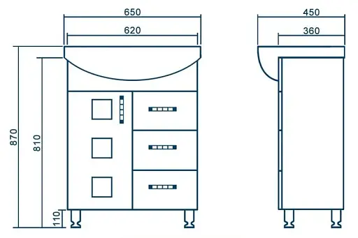 Тумба ПіК Корфу Т10 + раковина Cersanit Cersania 65 см Білий 30412 - фото 2