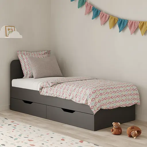 Кровать односпальная MebelStar Лилу с ящиками 90x200 см Антрацит (MBS-1346)