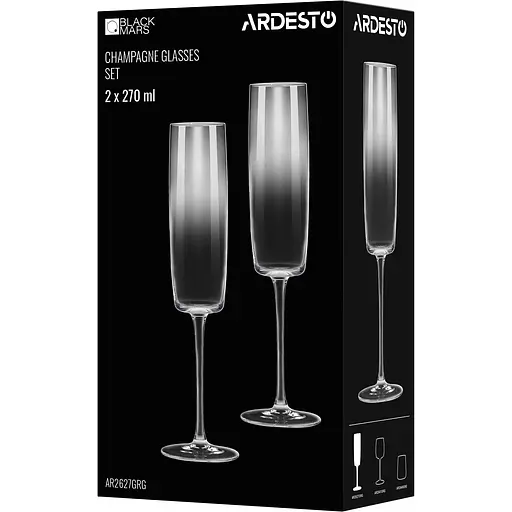 Набір келихів Ardesto Black Mars Mira для шампанського 270 мл 2 шт. сірий (AR2627GRG) - фото 4