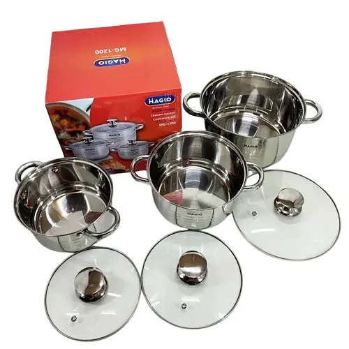 Набор кухонной посуды Magio MG-1200 с нержавеющей стали 2,6 л 3,6 л 6,1 л - фото 6