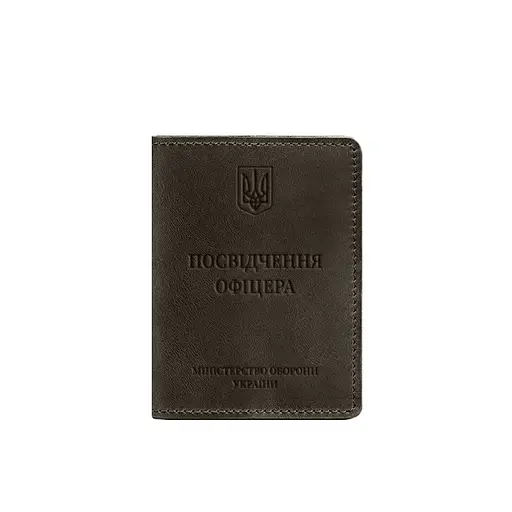 Кожаная обложка для удостоверения офицера 9.0 темно-коричневая Crazy Horse - фото 6