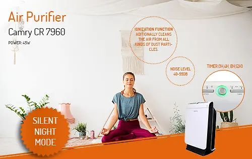Воздухоочиститель Camry CR 7960,  45w, производительность 170 м³ / ч - фото 9