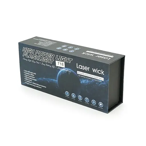 Фонарик BP-X718 P90, Zoom, 1 режим, корпус металл, акум 18650, индикация заряда, USB кабель, BOX - фото 2