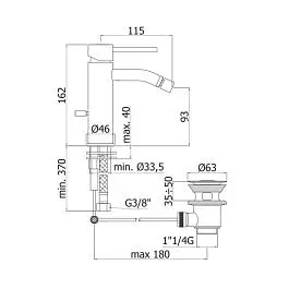Смеситель для биде Paffoni Light с донным клапаном steel LIG135ST, Нержавеющая сталь - фото 2