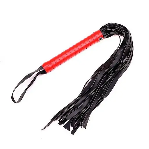 BDSM плеть из экокожи для ролевых игр One Size черно-красный - фото 1