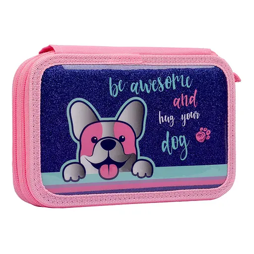 Школьный пенал твердый 1Вересня двойной HP-01 Corgi, фиолетовый - фото 1