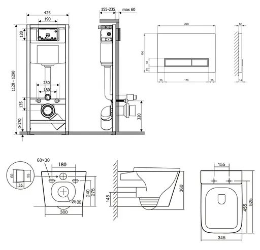 Набір Q-tap Nest 4 в 1 підвісний унітаз Tern Ultra Quiet 525x345x360 + комплект інсталяції QT17332303AW47510 - фото 8