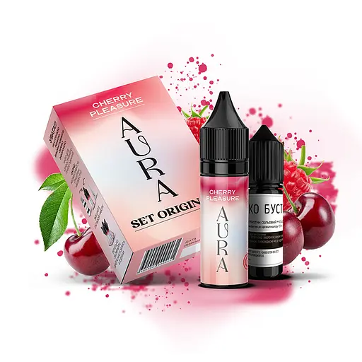 Набор компонентов для самозамеса солевой заправки Aura 15 мл Cherry Pleasure Вишня Малина, 0-50 мг (17188)
