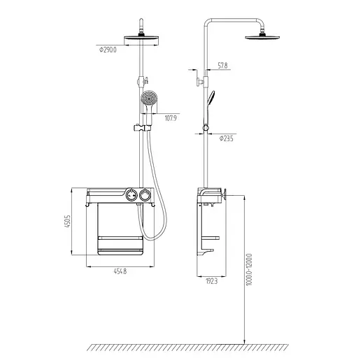 Душова система зовнішнього монтажу Nett для душу з полицею графіт SGr-33, Графіт - фото 5