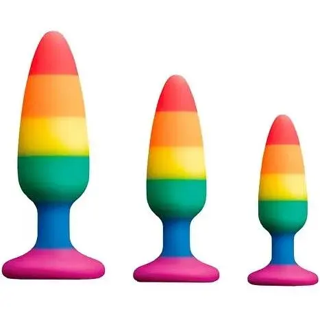 Силиконовая анальная пробка Wooomy Hiperloo silicone Rainbow Plug M - фото 4