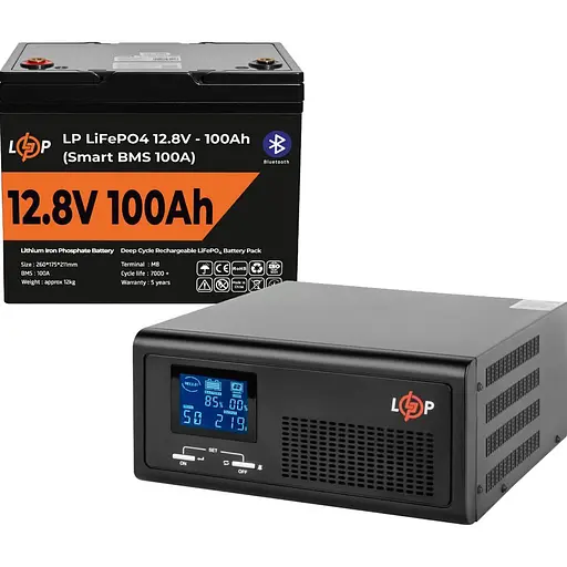 Источник бесперебойного питания (ИБП) LogicPower B1000 + LiFePO4 батарея 12.8V - 100Ah Smart BMS BT (20481) [110282]