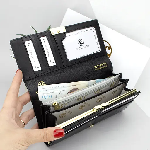 Гаманець жіночий шкіряний Gregorio GS-100 класичний чорний - фото 2