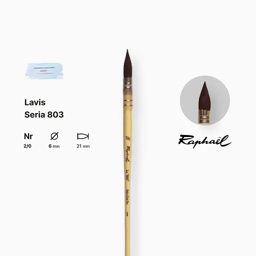 Кисть белка круглая Raphael Lavis, №2/0, французская вязкая, короткая ручка - фото 2