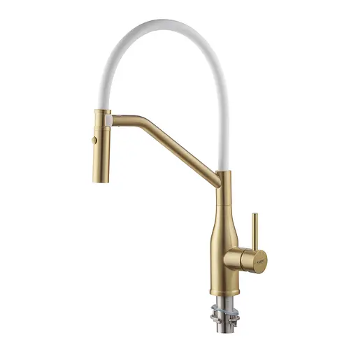 Смеситель для кухни Koer KI-70026-12 с белым силиконовым изливом KR5212 Золотой - фото 6