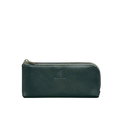 Кожаный портмоне-купюрник на молнии 14.0 зеленый - фото 9