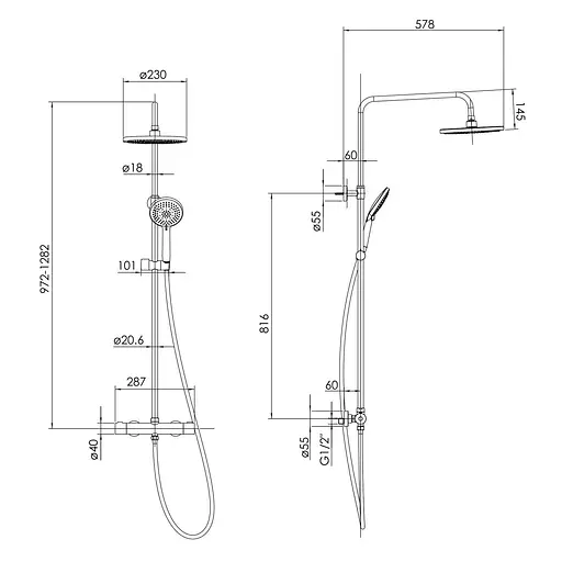 Душова система Imprese Centrum Т-15510, Хром - фото 2