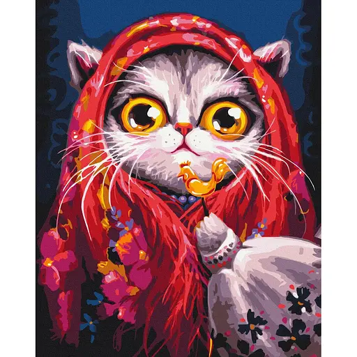 Картина за номерами на підрамнику Brushme Киця в хустинці Маріанна Пащук