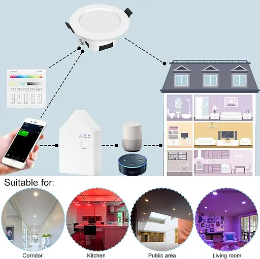 FVTLED Смарт светильник встроенный 4"Bluetooth 9W RGBWC 700LM - фото 2