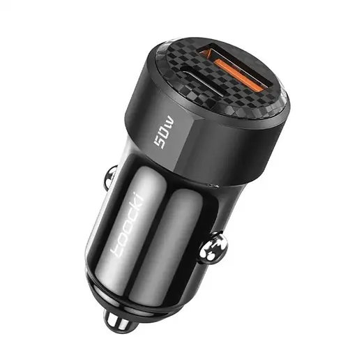 Зарядное для машины - Автоадаптер Toocki 50W PD3.0+QC3.0 1U (30 W) + 1C (20 W) TQ-CC25 - фото 1