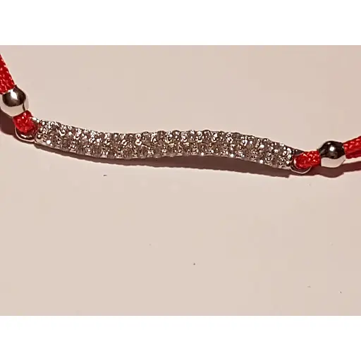 Браслет из текстиля Qvaliz с серебряными вставками и фианитами. 905-00577 18,5 - фото 2