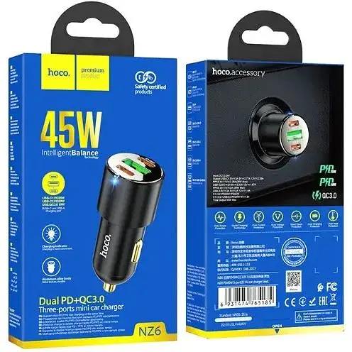 Автомобильное зарядное устройство Hoco NZ6 USB/2Type-C 45W 3.0A - фото 9