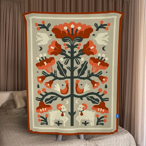 Плед Orner Вічне дерево життя світлий 130 x 170 см - фото 5