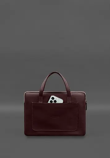 Кожаный чехол BlankNote с ручками для ноутбука 13 дюйм Бордовый - фото 3