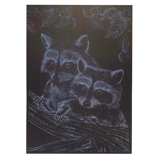 Гравюра А4 "Енот" ГрА4-16с эконом вариант в пакете 29,7х21 см