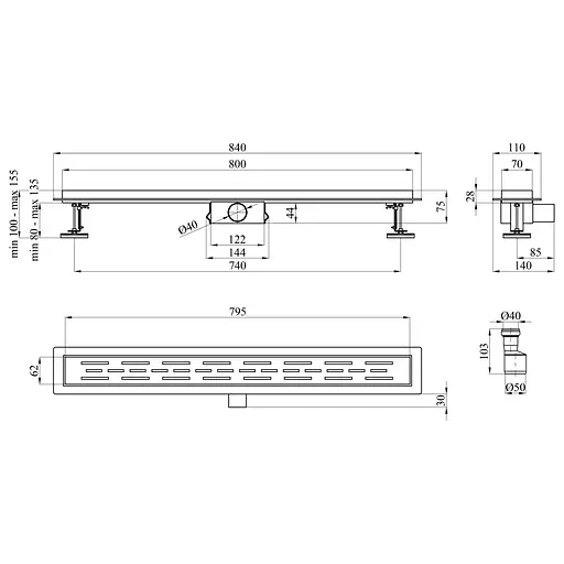 Линейный трап Kroner KRP Eifel L80 Linien с сухим затвором (CV034170) - фото 4
