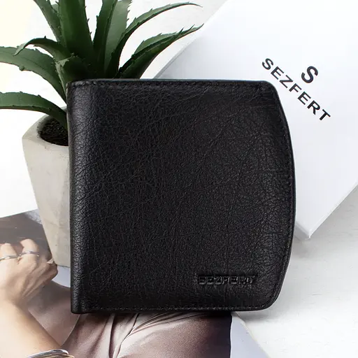 Жіночий шкіряний гаманець Sezfert 13703-1 маленький чорний - фото 1