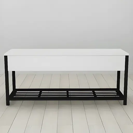 Банкетка з ящиком Ferrum-decor Дрейк 1 550x1000x400 метал Чорний ДСП Білий 16 мм (FRD-103045)