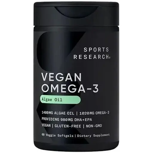 Омега 3 Sport Research Vegan Omega-3 1400 mg, 60 капсул з концентрату рослинної водоростевої олії