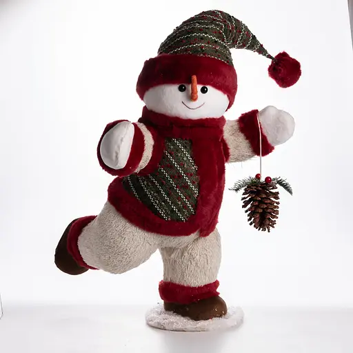 Новорічна фігурка Сніговик з шишкою 40×33×74 (см) новорічний декор Yiwu CR-4-13 - фото 7