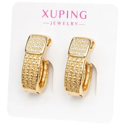Серьги Xuping с фианитами гипоаллергенное украшение для повседневного образа Золотистый - фото 1