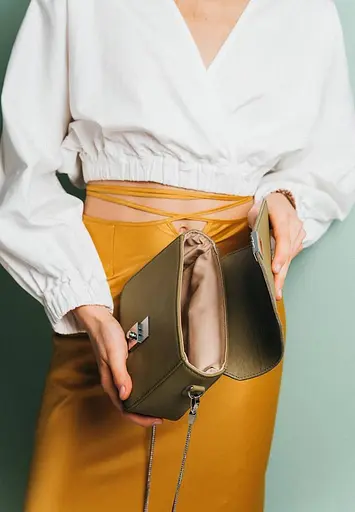 Жіноча шкіряна сумочка Yoko оливкова - фото 5