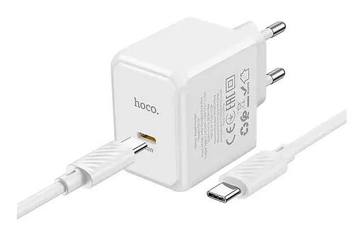 Сетевое зарядное устройство Hoco CS13A Ocean PD20W с кабелем Type-C Type-C белый - фото 2