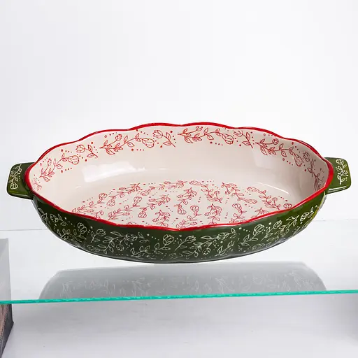 Форма для запекания Vintage 40×25×6.5 (см) овальная форма для выпекания в духовке с ручками Зеленый Yiwu HM05-04 - фото 2