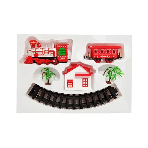 Залізниця Star Toys Christmas Train з вагончиком та будиночком різдвяний поїзд з музикою 101 см Червоний - фото 3