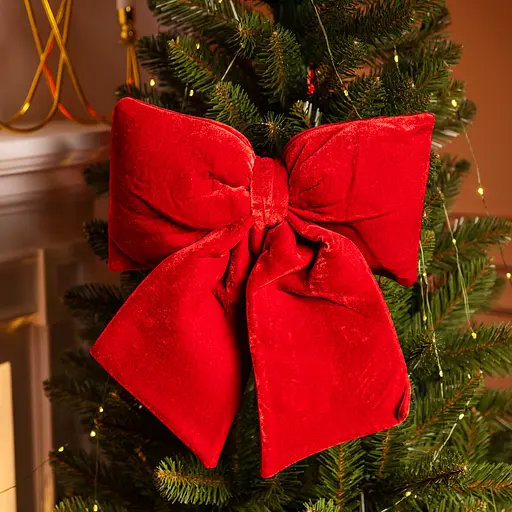 Оксамитовий бант для декору Yiwu на ялинку та двері 35×45 (см) Бордовий CR-2-3 - фото 2