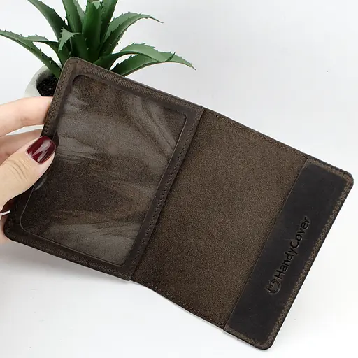 Обложка на удостоверение офицера коричневая кожаная - фото 4