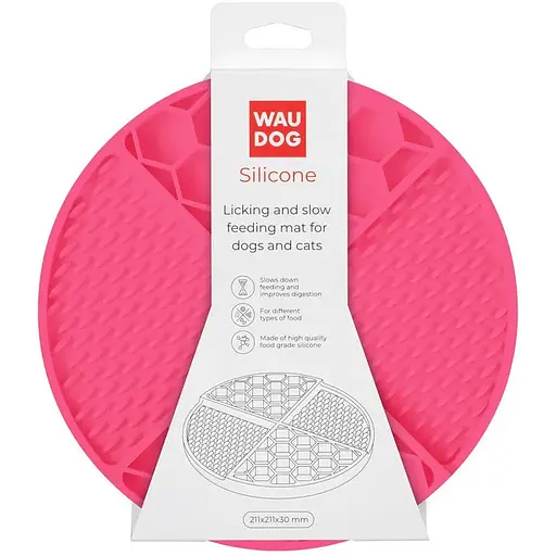 Коврик для слизывания и медленного питания Waudog Silicone 211х211х30 мм розовый