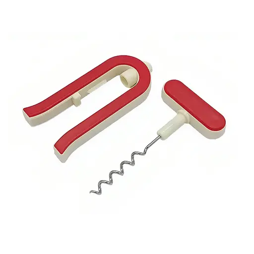 Штопор гвинтовий пластиковий у чохлі для пляшок 14.5 см, Kitchen Master Червоний 85719 - фото 1