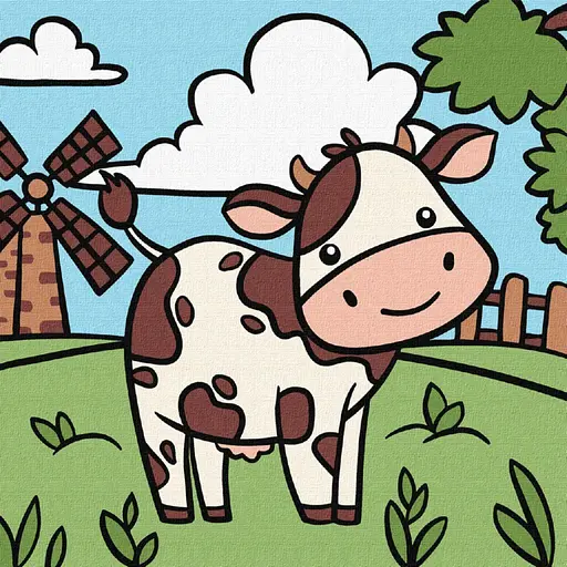 Картина по номерам для детей "Весела корівка" Ideyka 25х25 см КНО9073