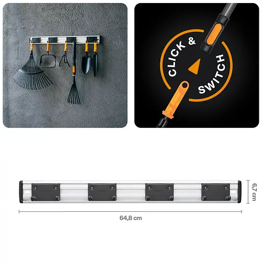 Кронштейн для садовых инструментов Fiskars OneClick 65 см. (1082705 - фото 4