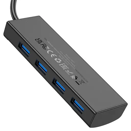 Хаб - концентратор адаптер Hoco HB41 Easy Safety 4-in-1 Hub Usb-A to 4 Usb 3.0 20 см - фото 3
