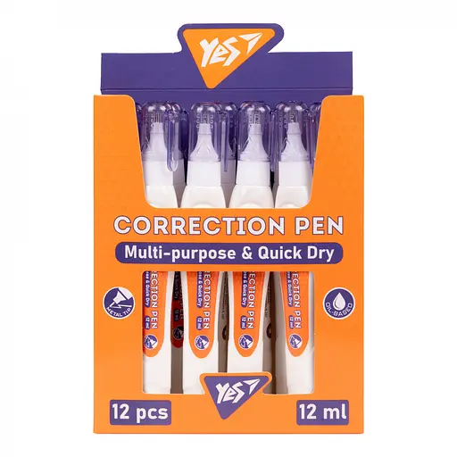 Коректор-ручка, Yes, 12 мл, 12 шт. в упаковці