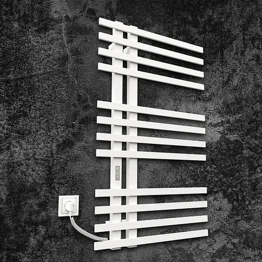 Электрический полотенцесушитель Kosser Браш 1000x600 EL тайм. белый ДБ02ELW, Белый матовый, Левое - фото 1